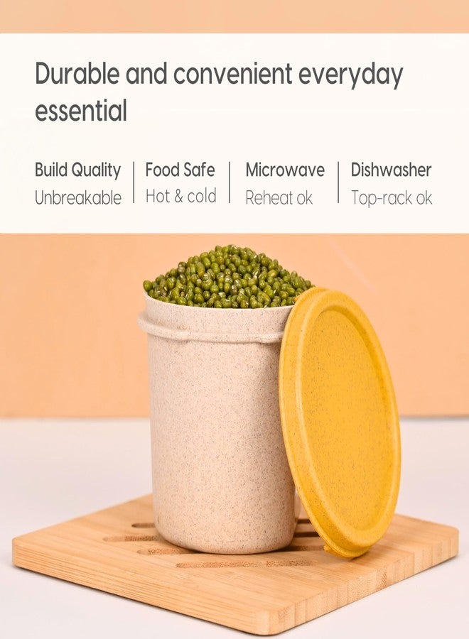 Eha Earth Friendly Storage Containers For Kitchen With Lid | Containers Set of 4 | 350 ml | Made with Rice Husk | Microwave Safe & Fridge Storage Boxes | Storage Box For Kitchen | Multi-Light - Image 4